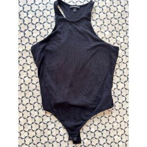 Express Black Racerback Bodysuit Large Cotton & Spandex Blend
